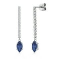 thumbnail image 1 of Gem Stone King 14K White Gold Blue Sapphire and Lab Grown Diamond Dangle Earrings for Women | 1.62 Cttw | Gemstone September Birthstone | Marquise 8X4MM, 1 of 6