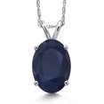 thumbnail image 1 of Gem Stone King 14K White Gold Blue Sapphire Pendant Necklace for Women | 3.00 Cttw | Gemstone September Birthstone | Oval 10X8MM | With 18 inch Chain, 1 of 6