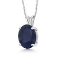 thumbnail image 1 of Gem Stone King 14K White Gold Blue Sapphire Pendant Necklace for Women (4.50 Cttw, Gemstone September Birthstone, Oval 11X9MM, With 18 inch Chain), 1 of 4