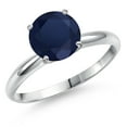 thumbnail image 1 of Gem Stone King 14K White Gold Blue Sapphire Solitaire Engagement Ring for Women | 2.46 Cttw | Round 8MM | Gemstone September Birthstone | Size 5, 1 of 6