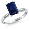 thumbnail image 1 of Gem Stone King 14K White Gold Blue Sapphire Solitaire Engagement Ring for Women | 3.45 Cttw | Octagon 10X8MM | Gemstone September Birthstone | Size 8, 1 of 6