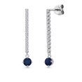 thumbnail image 1 of Gem Stone King 14K White Gold Blue Sapphire and White Lab Grown Diamond Long Liner Dangle Earrings for Women | 1.06 Cttw | Gemstone September Birthstone | Round 4MM | White Gold Chain Drop Earrings, 1 of 6