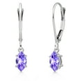 thumbnail image 1 of Gem Stone King 14K White Gold Blue Tanzanite Earrings for Women | 0.50 Cttw | Gemstone December Birthstone | Marquise 6X3MM, 1 of 6
