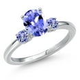thumbnail image 1 of Gem Stone King 14K White Gold Blue Tanzanite Engagement Ring for Women | 1.46 Cttw | Oval 8X6MM | Gemstone December Birthstone | Size 7, 1 of 6