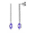 thumbnail image 1 of Gem Stone King 14K White Gold Blue Tanzanite and Lab Grown Diamond Dangle Earrings for Women | 1.38 Cttw | Gemstone December Birthstone | Marquise 8X4MM, 1 of 6