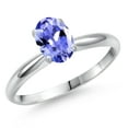 thumbnail image 1 of Gem Stone King 14K White Gold Blue Tanzanite Solitaire Engagement Ring for Women | 0.75 Cttw | Oval 7X5MM | Gemstone December Birthstone | Size 6, 1 of 6