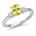 thumbnail image 1 of Gem Stone King 14K White Gold Canary Mystic Topaz and White Created Sapphire Engagement Ring for Women | 1.06 Cttw | Oval 7X5MM | Gemstone November Birthstone | Size 6, 1 of 6