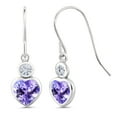 thumbnail image 1 of Gem Stone King 14K White Gold Earrings Heart Shape Tanzanite and Moissanite (1.20 Cttw), 1 of 3