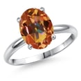 thumbnail image 1 of Gem Stone King 14K White Gold Ecstasy Mystic Topaz Engagement Ring for Women | 3.20 Cttw | Oval 10X8MM | Gemstone November Birthstone | Size 5, 1 of 6