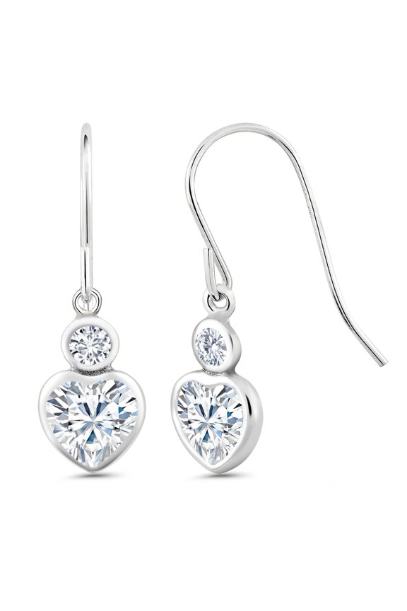 14K White Gold G/H Lab Grown Diamond Earrings Set with Moissanite (1.04 Cttw)