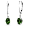 thumbnail image 1 of Gem Stone King 14K White Gold Green Chrome Diopside Earrings for Women | 1.10 Cttw | Gemstone Birthstone | Oval 6X4MM, 1 of 6