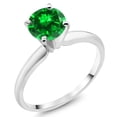 thumbnail image 1 of Gem Stone King 14K White Gold Green Created Emerald Solitaire Engagement 4-Prong Ring for Women | 1.00 Cttw | Round 6MM | Gemstone May Birthstone | Size 6, 1 of 4