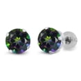 thumbnail image 1 of Gem Stone King 14K White Gold Green Mystic Topaz Earrings for Women | 2.00 Cttw | Gemstone Birthstone | Round 6MM, 1 of 3
