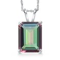 thumbnail image 1 of Gem Stone King 14K White Gold Green Mystic Topaz Pendant Necklace for Women | 5.62 Cttw | Gemstone November Birthstone | Octagon 11X9MM | With 18 inch Chain, 1 of 6