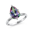 thumbnail image 1 of Gem Stone King 14K White Gold Green Mystic Topaz Solitaire Engagement Ring for Women | 3.21 Cttw | Pear Shape 12X8MM | Gemstone November Birthstone | Size 6, 1 of 6