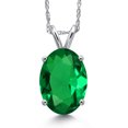 thumbnail image 1 of Gem Stone King 14K White Gold Green Nano Emerald Pendant Necklace for Women | 2.00 Cttw | Gemstone May Birthstone | Oval 10X8MM | With 18 inch Chain, 1 of 6