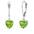 thumbnail image 1 of Gem Stone King 14K White Gold Green Peridot Earrings for Women | 1.53 Cttw | Gemstone August Birthstone | Heart Shape 6MM, 1 of 6