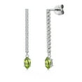 thumbnail image 1 of Gem Stone King 14K White Gold Green Peridot and White Lab Grown Diamond Long Liner Dangle Earrings for Women | 0.86 Cttw | Gemstone August Birthstone | Marquise 6X3MM | White Gold Chain Drop Earrings, 1 of 6