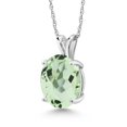 thumbnail image 1 of Gem Stone King 14K White Gold Green Prasiolite Pendant Necklace for Women (3.17 Cttw, Gemstone Birthstone, Oval 11X9MM, With 18 inch Chain), 1 of 4