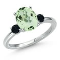 thumbnail image 1 of Gem Stone King 14K White Gold Green Prasiolite and Black Onyx Engagement Ring for Women | 2.60 Cttw | Oval 10X8MM | Gemstone Birthstone | Size 8, 1 of 6