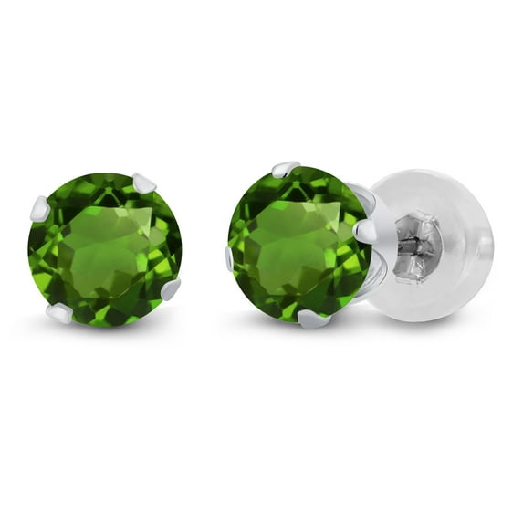 Gem Stone King 14K White Gold Green Tourmaline Stud Earrings for Women Men (0.50 Cttw, Gemstone October Birthstone, Round 4MM)