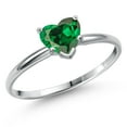 thumbnail image 1 of Gem Stone King 14K White Gold Green Zirconia Solitaire Engagement Ring for Women | 1.00 Cttw | Heart Shape 5MM | Gemstone Birthstone | Size 9, 1 of 6