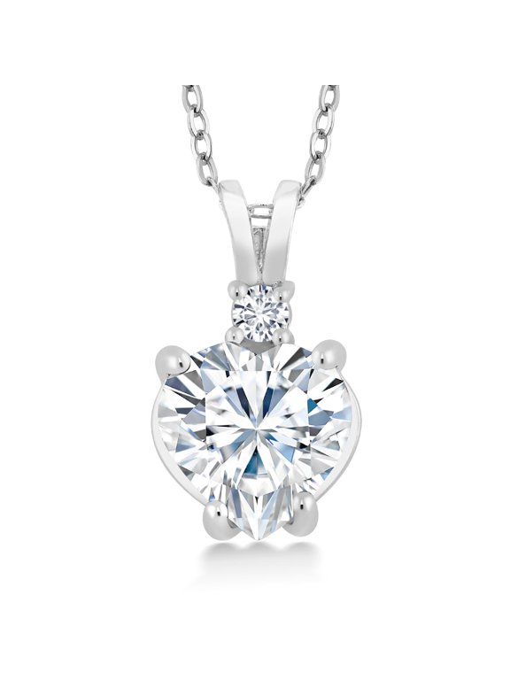 14K White Gold IGI Certified Lab Grown Diamond Heart Pendant Necklace for Women | Heart Shape 2 Ct | D-E Color | VS1-VS2 Clarity | with 18 inch Chain