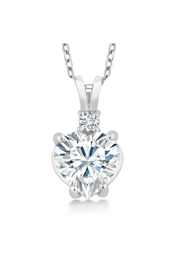 14K White Gold IGI Certified Lab Grown Diamond Heart Pendant Necklace for Women | Heart Shape 2 Ct | E-F Color | VS1-VS2 Clarity | with 18 inch Chain