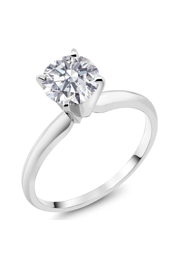 14K White Gold IGI Certified Lab Grown Diamond Solitaire Engagement Ring | 1 Ct Round Cut | E-F Color | VS1-VS2 Clarity | Size 6