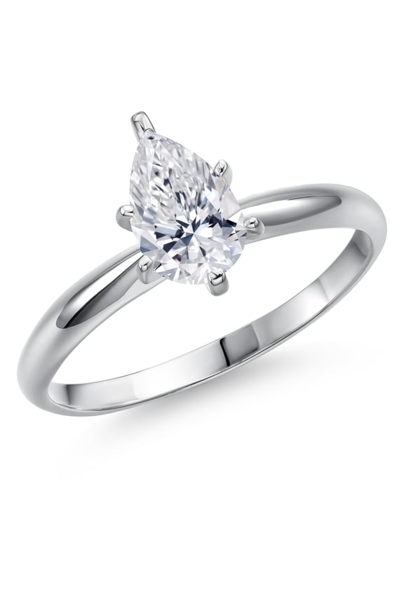14K White Gold IGI Certified Lab Grown Diamond Solitaire Engagement Ring for Women | 0.7 Ct Pear Shape | D-E Color | VS1-VS2 Clarity | Size 9