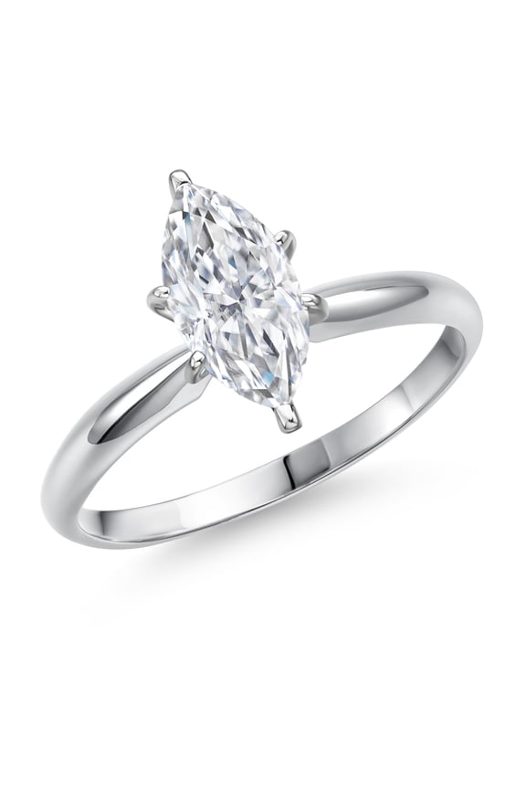 14K White Gold IGI Certified Lab Grown Diamond Solitaire Engagement Ring for Women | 1 Ct Marquise Cut | F-G Color | VS Clarity | Size 6