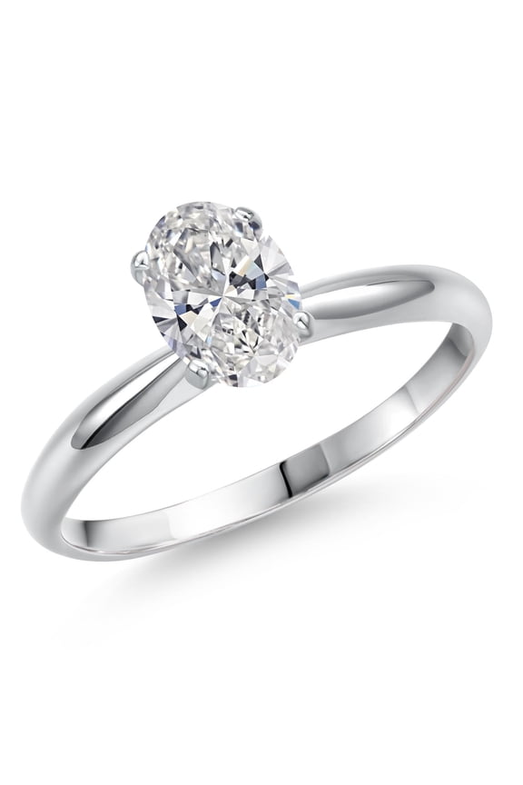 14K White Gold IGI Certified Lab Grown Diamond Solitaire Engagement Ring for Women | 1 Ct Oval | D-E Color | VS1-VS2 Clarity | Available in Size 5, 6, 7, 8, 9