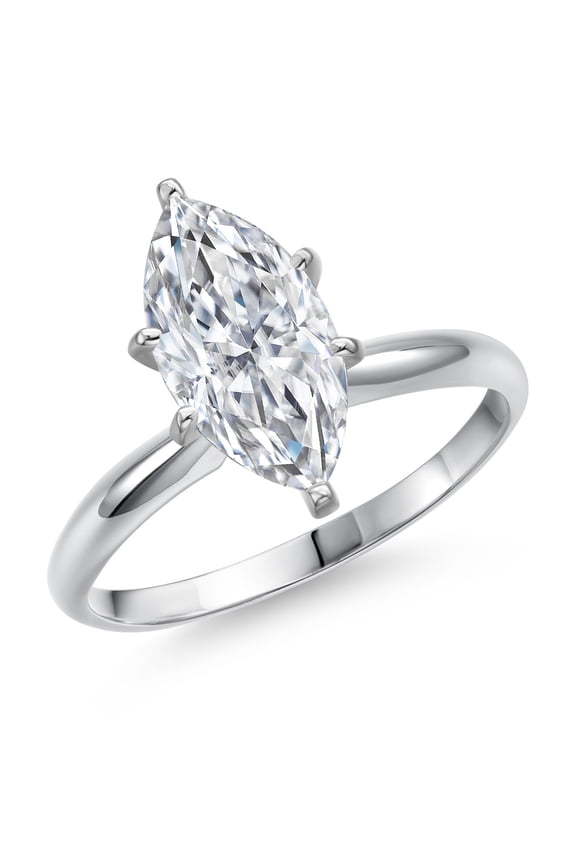 14K White Gold IGI Certified Lab Grown Diamond Solitaire Engagement Ring for Women | 2 Ct Marquise Cut | D-E Color | VS1-VS2 Clarity (Size 7)