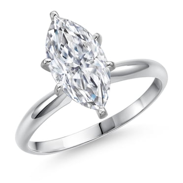 Gem Stone King 14K White Gold IGI Certified Lab Grown Diamond Solitaire Engagement Ring for Women | 2 Ct Marquise Cut | D-E Color | VS1-VS2 Clarity (Size 7)