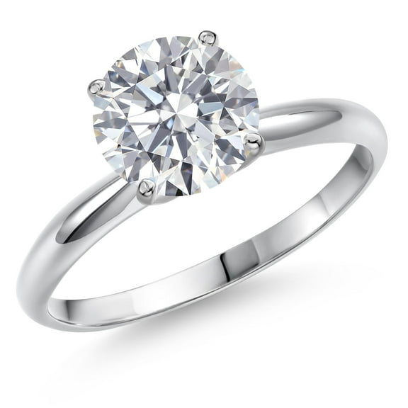 Gem Stone King 14K White Gold IGI Certified Lab Grown Diamond Solitaire Engagement Ring for Women | 2 Ct Round Cut | E-F Color | VS1-VS2 Clarity