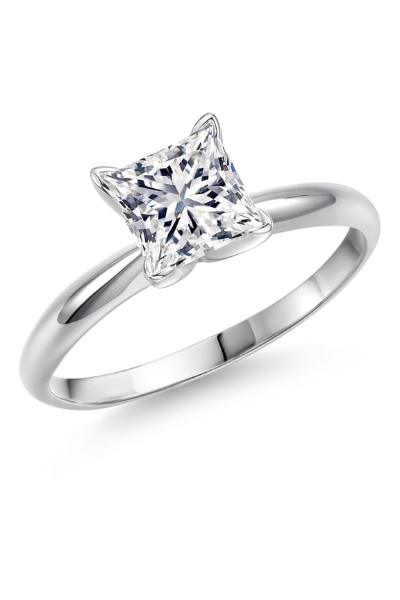 14K White Gold IGI Certified Lab Grown Diamond Solitaire Ring for Women | 1 Ct Princess Cut | E-F Color | VS1-VS2 Clarity | Available in Size 5, 6, 7, 8, 9