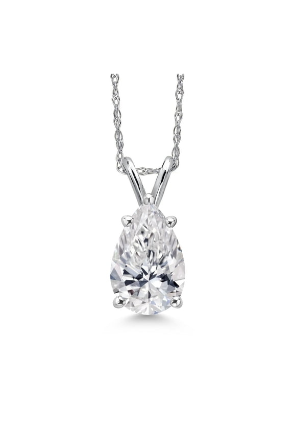 1.50 Cttw IGI Certified Lab Grown Diamond Teardrop Pendant Necklace for Women in 14K White Gold | E-F Color | VS1-VS2 Clarity | Pear Shape Diamond | With 18 inch Chain