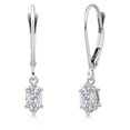thumbnail image 1 of Gem Stone King 14K White Gold Lab Grown Diamond Leverback Dangle Earrings for Women | 0.40 Cttw | Gemstone April Birthstone | DEF Color | VVS-VS Clarity | Marquise 6X3MM, 1 of 6
