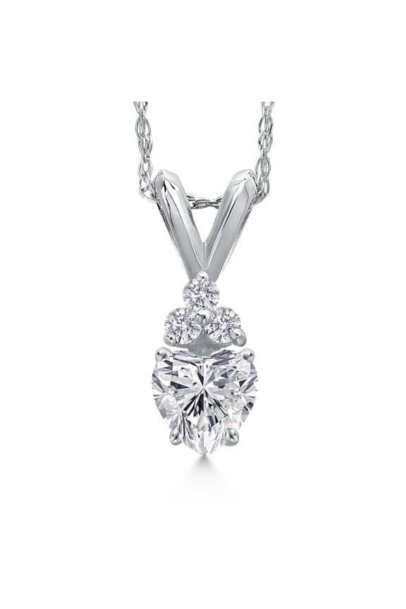 14K White Gold Lab Grown Diamond Pendant Necklace for Women | 0.26 Cttw | Gemstone April Birthstone | Heart Shape 4MM | DEF Color | VVS-VS Clarity | With 18 inch Chain