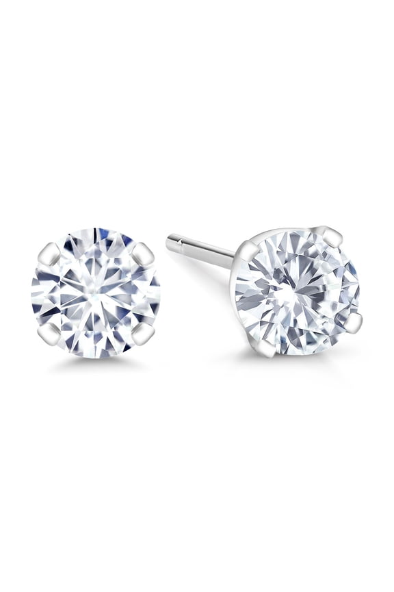 14K White Gold Lab Grown Diamond Stud Earrings for Women Men | 0.75 Cttw | I-J Color | VS1-VS2 Clarity