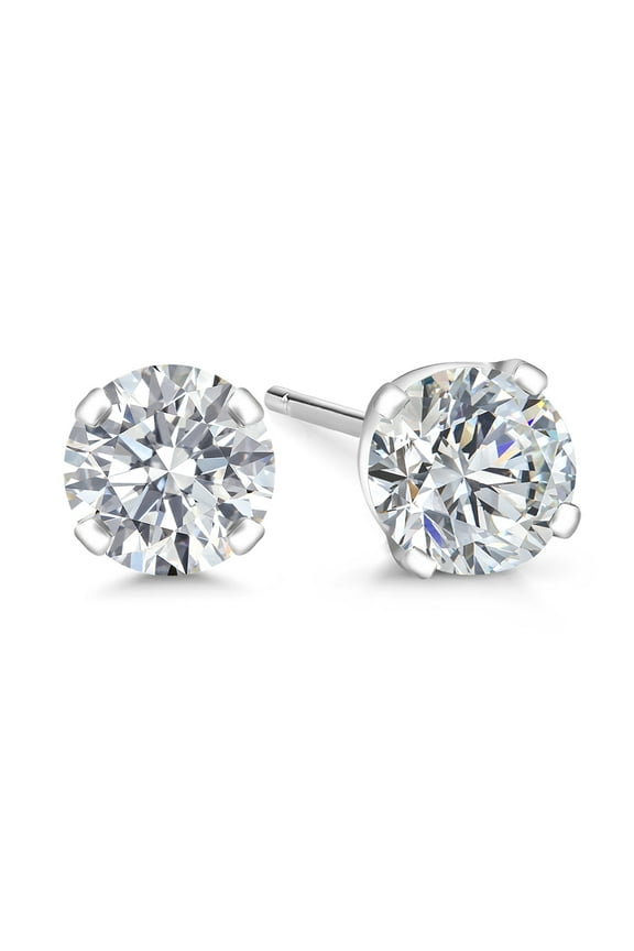 14K White Gold Lab Grown Diamond Stud Earrings for Women Men (1.00 Cttw, E-F Color, VS1-VS2 Clarity)