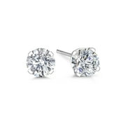 Gem Stone King 14K White Gold Lab Grown Diamond Stud Earrings for Women Men (1/2 Cttw, F-G Color, VS1-VS2 Clarity)