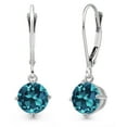 thumbnail image 1 of Gem Stone King 14K White Gold London Blue Topaz Earrings for Women | 2.20 Cttw | Gemstone November Birthstone | Round 6MM, 1 of 6