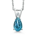 thumbnail image 1 of Gem Stone King 14K White Gold London Blue Topaz and White Topaz Pendant Necklace for Women | 0.81 Cttw | Gemstone November Birthstone | Pear Shape 7X5MM | With 18 inch Chain, 1 of 6