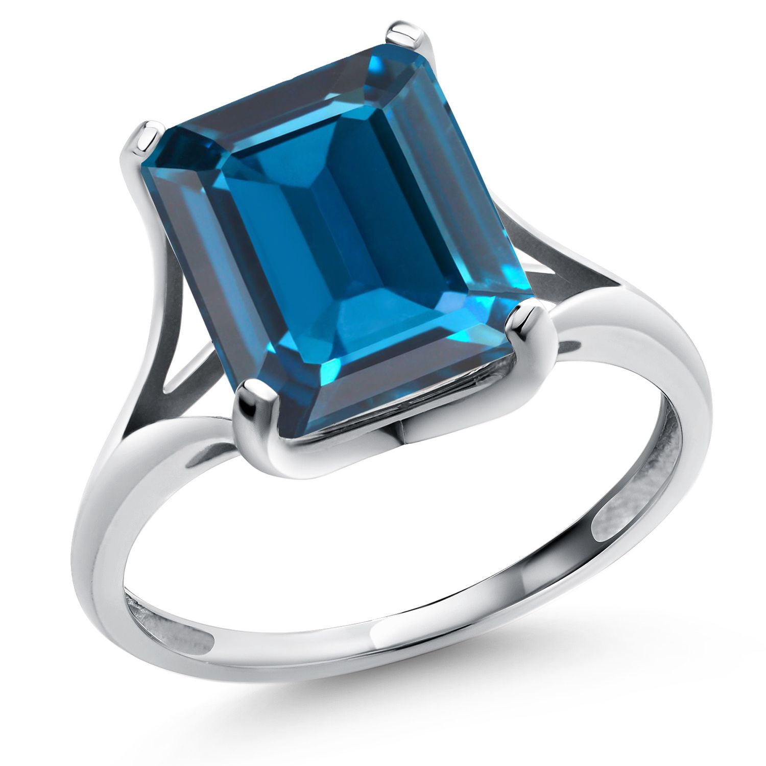 Gem Stone King 14K White Gold London Blue Topaz Women's Ring (5.80 Cttw ...