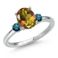 thumbnail image 1 of Gem Stone King 14K White Gold Mango Mystic Topaz and Blue Diamond Engagement Ring for Women | 2.20 Cttw | Oval 9X7MM | Gemstone November Birthstone | Size 5, 1 of 6