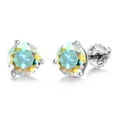 thumbnail image 1 of Gem Stone King 14K White Gold Mercury Mist Mystic Topaz 3 Prong Martini Screw Back Stud Earrings for Women Men (2.00 Cttw, Gemstone, Round 6MM), 1 of 6
