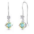 thumbnail image 1 of Gem Stone King 14K White Gold Mercury Mist Mystic Topaz and Lab Grown Diamond Earrings for Women | 1.23 Cttw | Gemstone November Birthstone | Round 5MM, 1 of 6