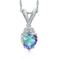 thumbnail image 1 of Gem Stone King 14K White Gold Mercury Mist Mystic Topaz and Lab Grown Diamond Pendant Necklace for Women | 0.59 Cttw | Gemstone November Birthstone | Heart Shape 5MM | With 18 inch Chain, 1 of 6
