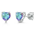 thumbnail image 1 of Gem Stone King 14K White Gold Mercury Mist Mystic Topaz Stud Earrings for Women Men | 2.00 Cttw | Gemstone November Birthstone | Heart Shape 6MM, 1 of 6